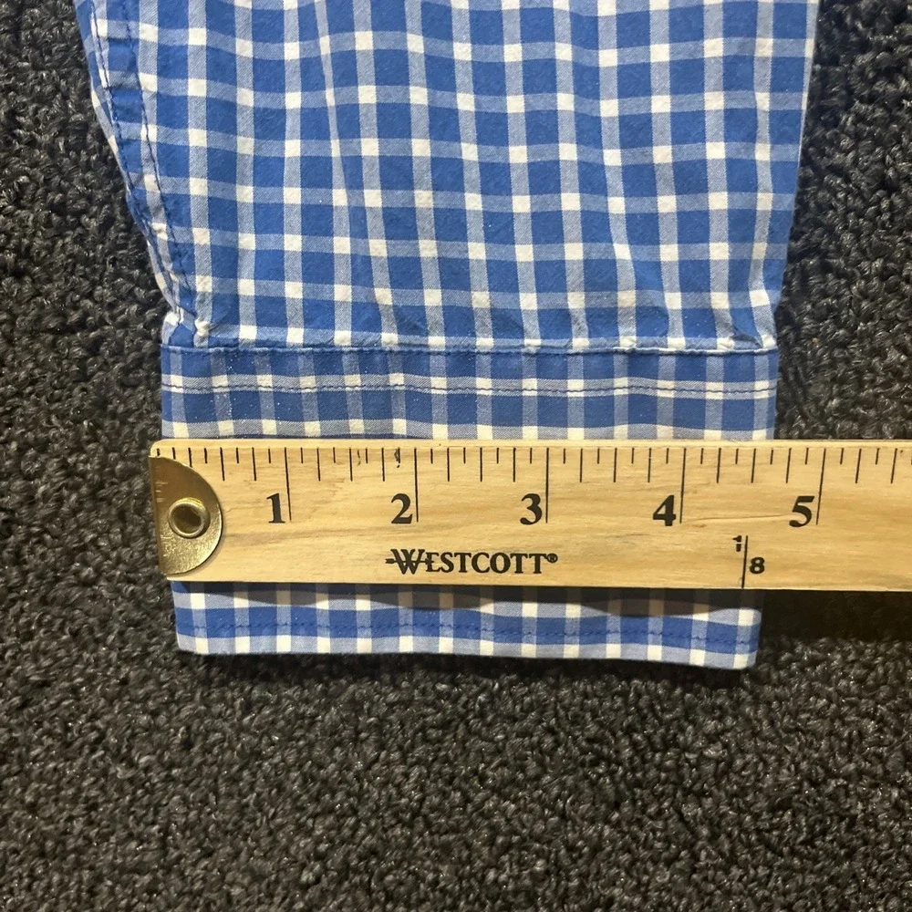 Banana Republic‎ Mens XL Blue Gingham Soft Wash Standard Fit Button Down Shirt